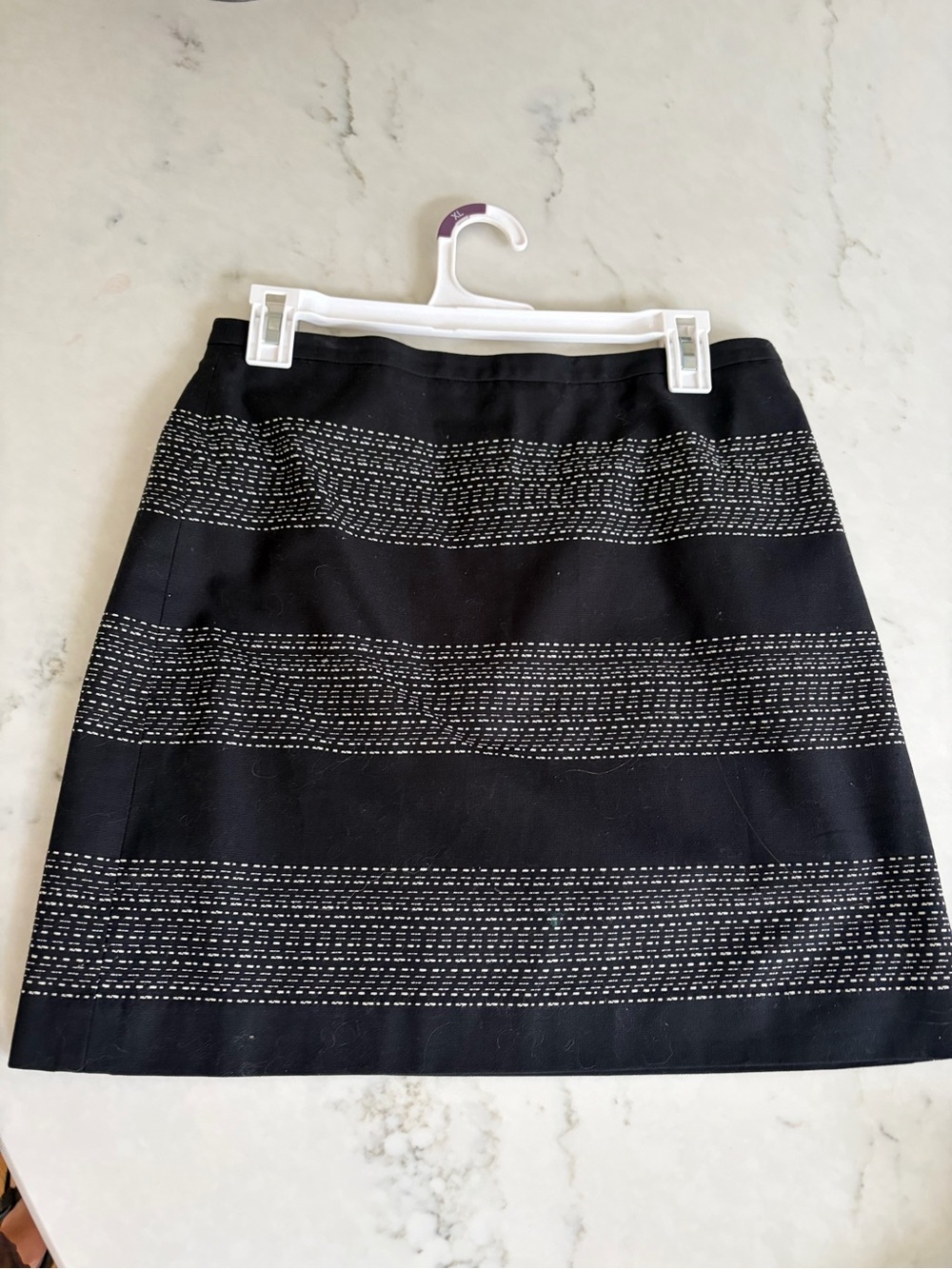 LOFT Black A-Line Skirt with White Stitch Bands